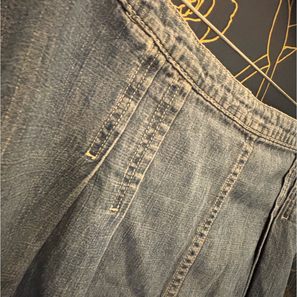 LINDEX denim CHAMBRAY cotton A-LINE midi skirt SWEEDISH size 42 (us 10) - Picture 4 of 7